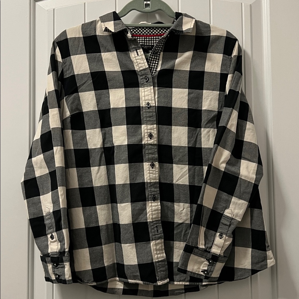 Talbots Black and White Buffalo Plaid Women’s Shirt